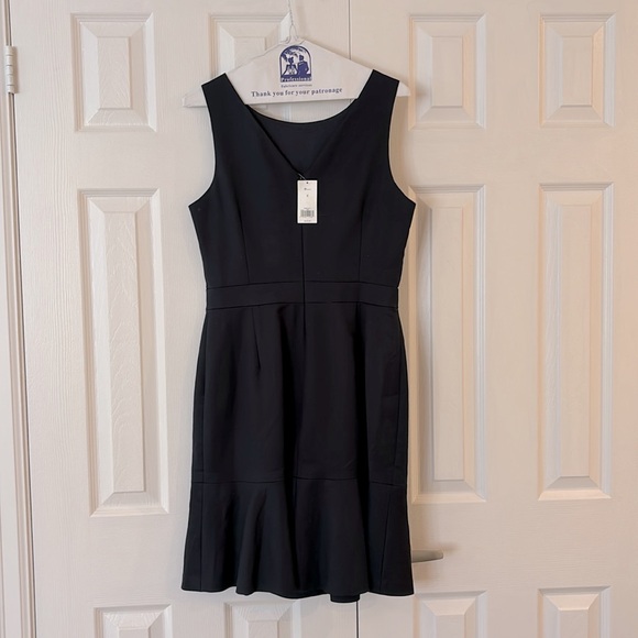 NWT! Navy Sleek Suit Flounce Dress - Picture 2 of 3